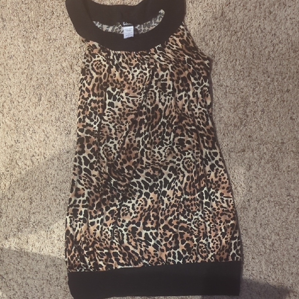 Leopard Print Junior Large Dress with Black Accents